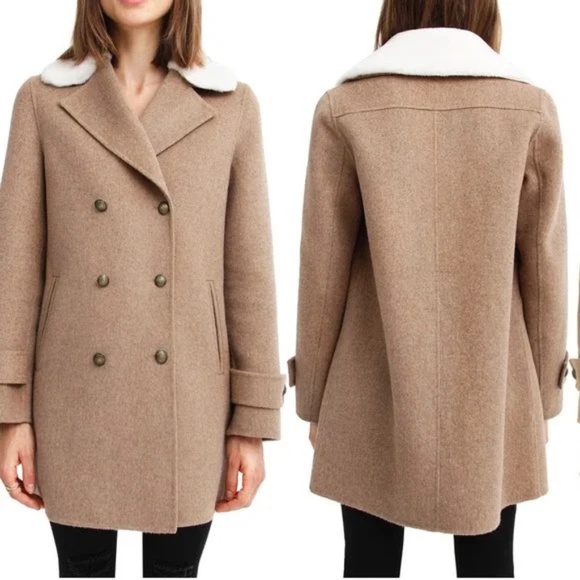 BELLE AND BLOOM Liberty Faux Shearling Collar Coat in Oat - Picture 2 of 9
